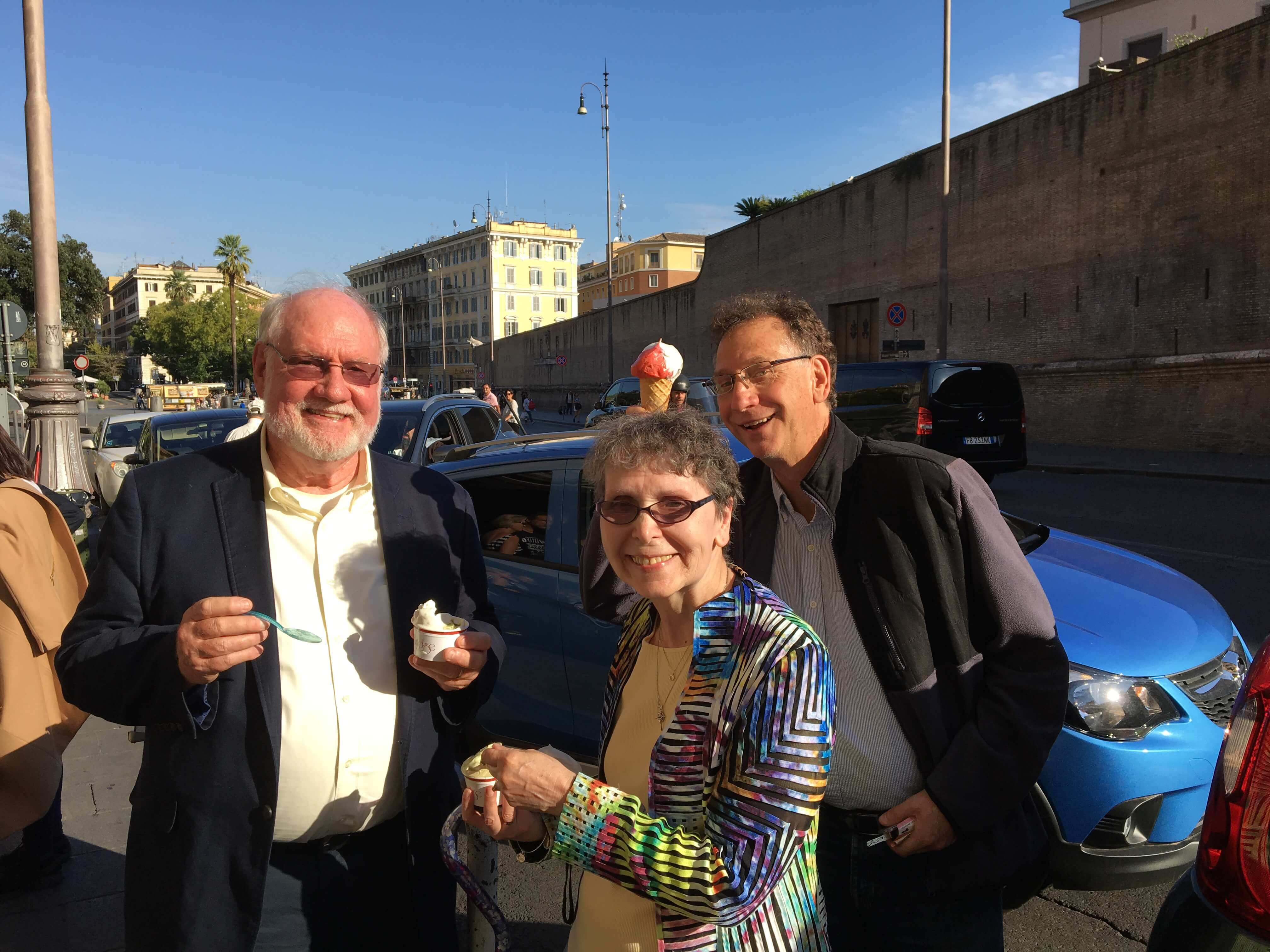 smiling after getting ice cream in italy